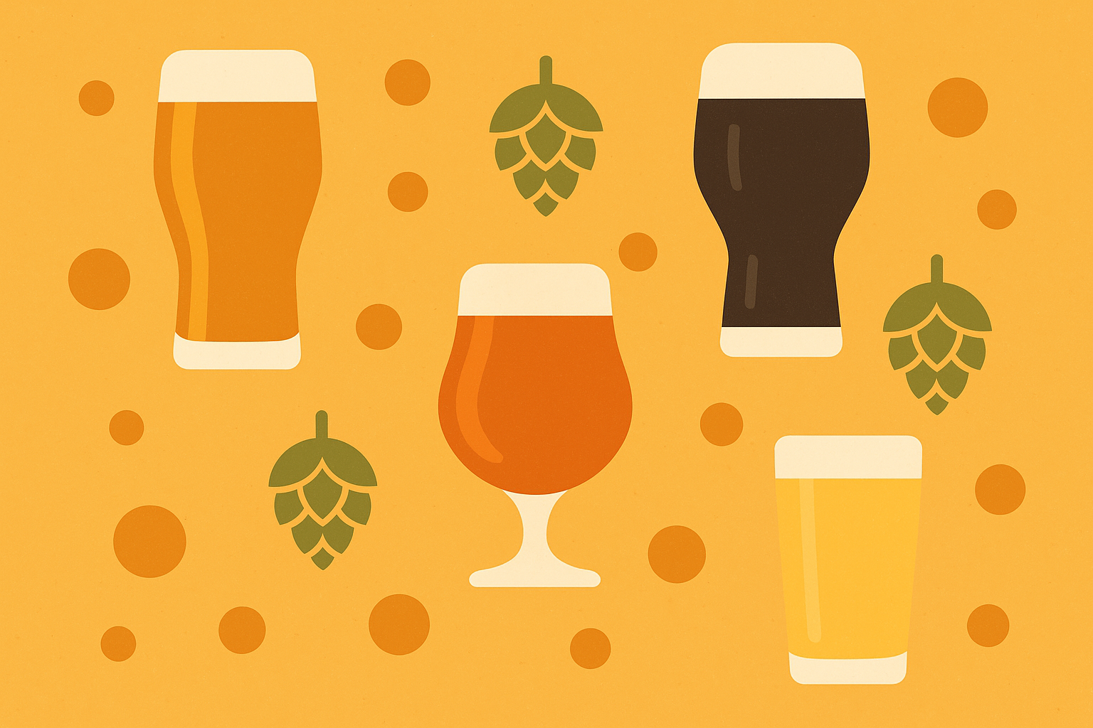 Illustration av öl och humlekottar